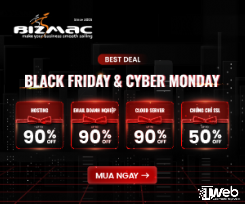 Black Friday 2024 | Siêu Ưu Đãi đến từ BizMaC - Giảm đến 90%