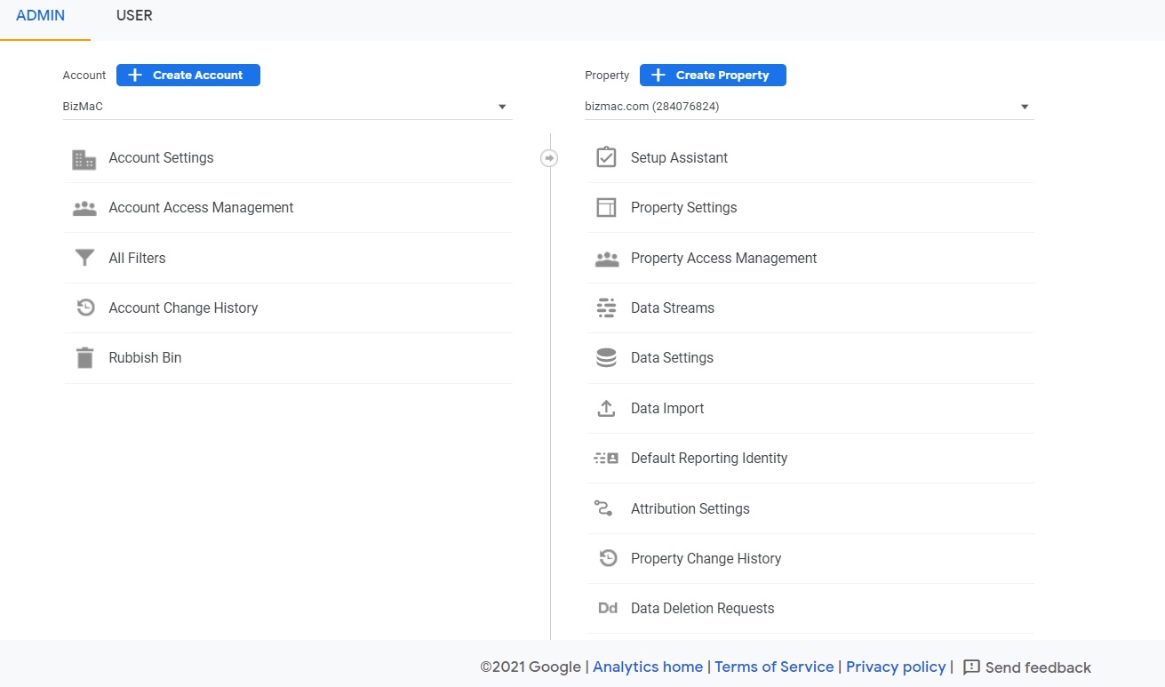 Tạo thuộc tính cho Google Analytics