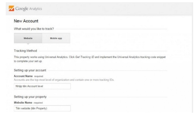 Đăng ký tài khoản Google Analytics